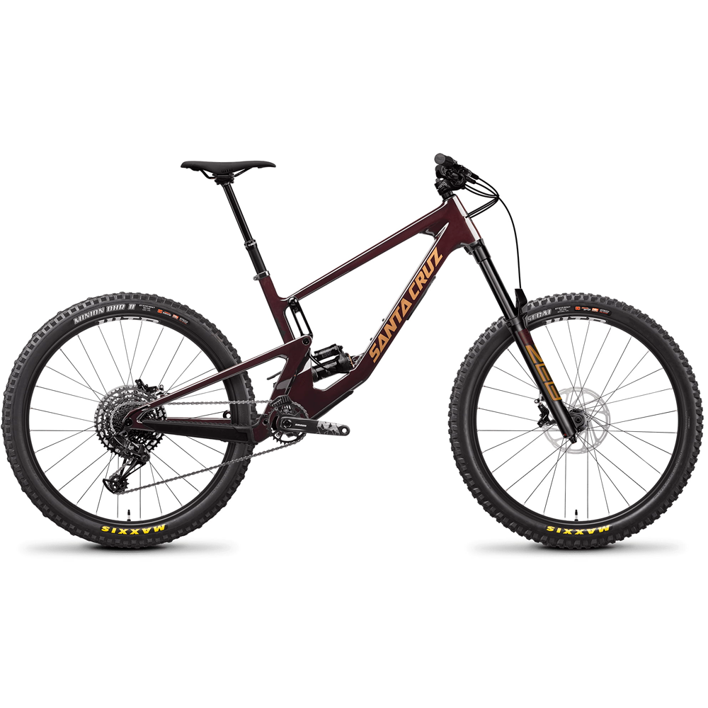 Bicicleta Santa Cruz Nomad C V5 Kit R color vino en vista lateral completa