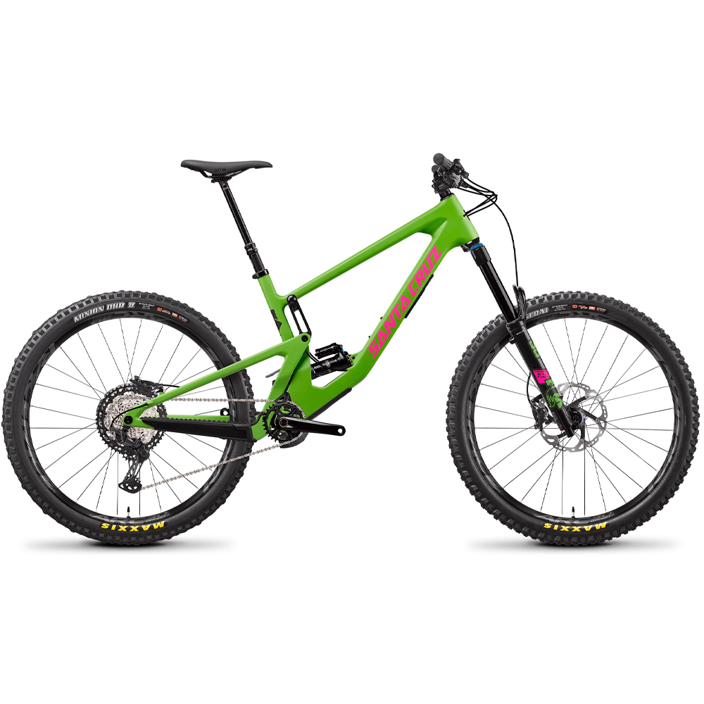 Bicicleta Santa Cruz Nomad C V5 Kit XT verde en vista lateral completa