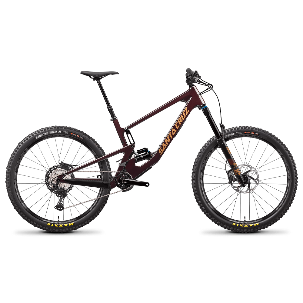 Bicicleta Santa Cruz Nomad C V5 Kit XT color vino en vista lateral completa